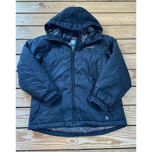 Columbia Omni Heat Hooded Jacket Size 8 Kids Black Full Zip